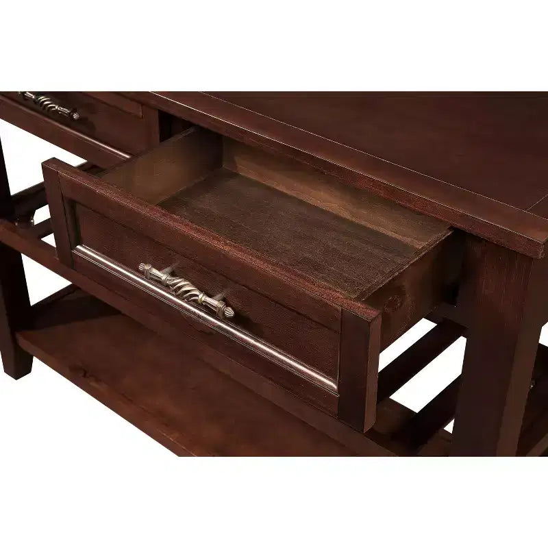 Hostack Console de 106,7 cm avec 2 tiroirs de rangement et 2 étagères pour salon et salle à manger, expresso