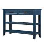 Hostack Table console buffet de 106,7 cm avec 2 tiroirs de rangement et 2 étagères pour salon et salle à manger, bleu marine