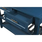 Hostack Table console buffet de 106,7 cm avec 2 tiroirs de rangement et 2 étagères pour salon et salle à manger, bleu marine