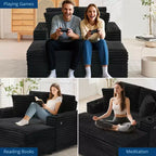 Chaise longue surdimensionnée de 54 pouces, canapé-lit rembourré avec 4 oreillers et porte-gobelet, canapé en velours côtelé confortable pour salon ou chambre à coucher