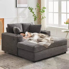 Chaise longue surdimensionnée de 54 pouces, canapé-lit rembourré avec 4 oreillers et porte-gobelet, canapé en velours côtelé confortable pour salon ou chambre à coucher