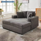 Chaise longue surdimensionnée de 54 pouces, canapé-lit rembourré avec 4 oreillers et porte-gobelet, canapé en velours côtelé confortable pour salon ou chambre à coucher