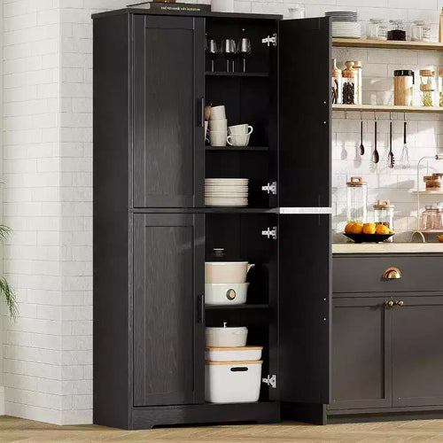 70 Pantry Cabinet - 4-Door Storage w/ Adjustable Shelves for Kitchen, Dining Room & Bathroom