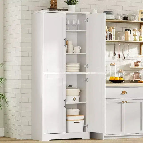 Meuble de rangement 70 Garde-manger - 4 portes avec étagères réglables pour cuisine, salle à manger et salle de bain