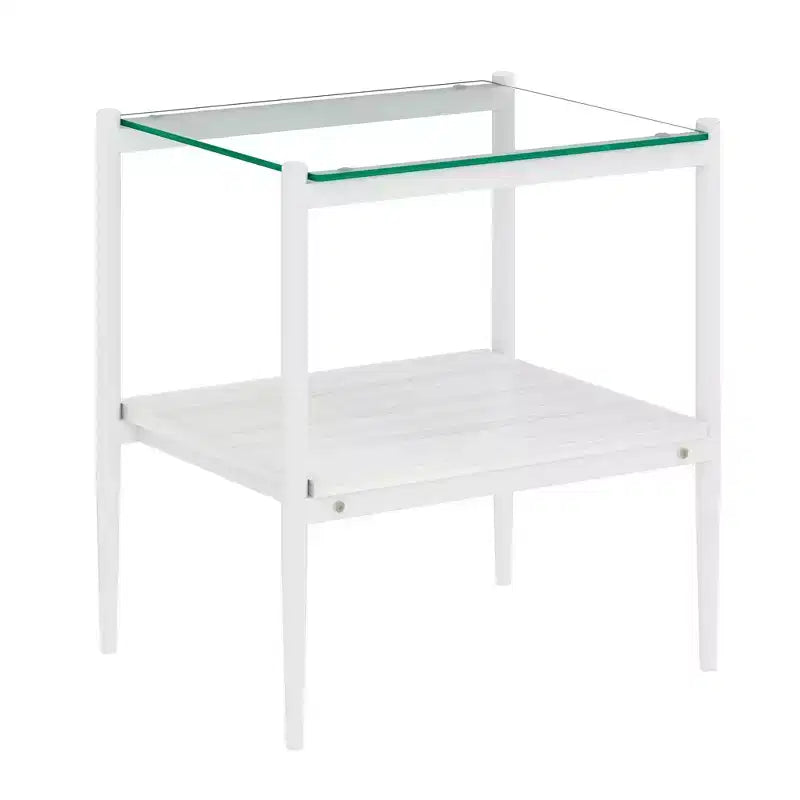 Lot de 2 tables d'appoint modernes avec tiroir - Tables de chevet en MDF grain de bois rustique et plateau en verre trempé pour chambre et salon