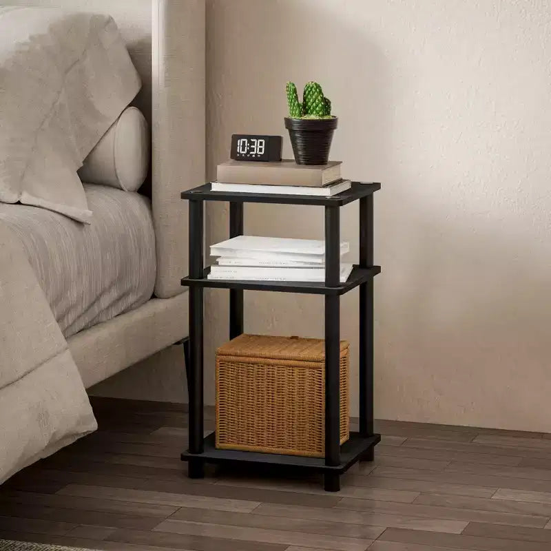 HOMLUX Lot de 2 tables d'appoint à 3 niveaux, table de chevet avec étagère de rangement