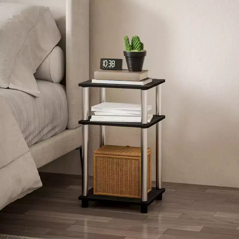 HOMLUX Lot de 2 tables d'appoint à 3 niveaux, table de chevet avec étagère de rangement