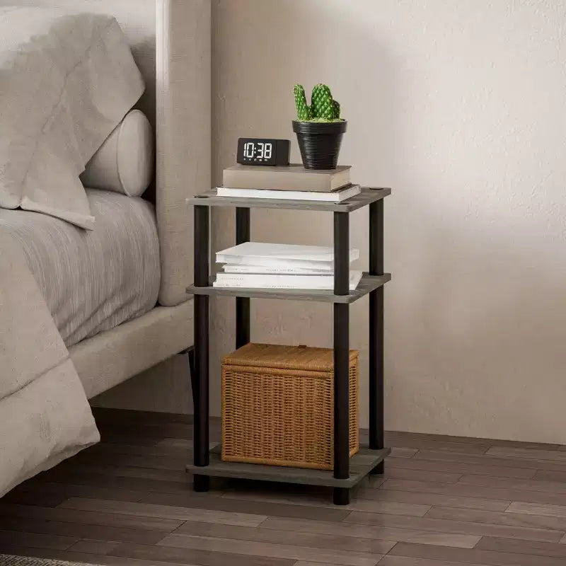 HOMLUX Lot de 2 tables d'appoint à 3 niveaux, table de chevet avec étagère de rangement