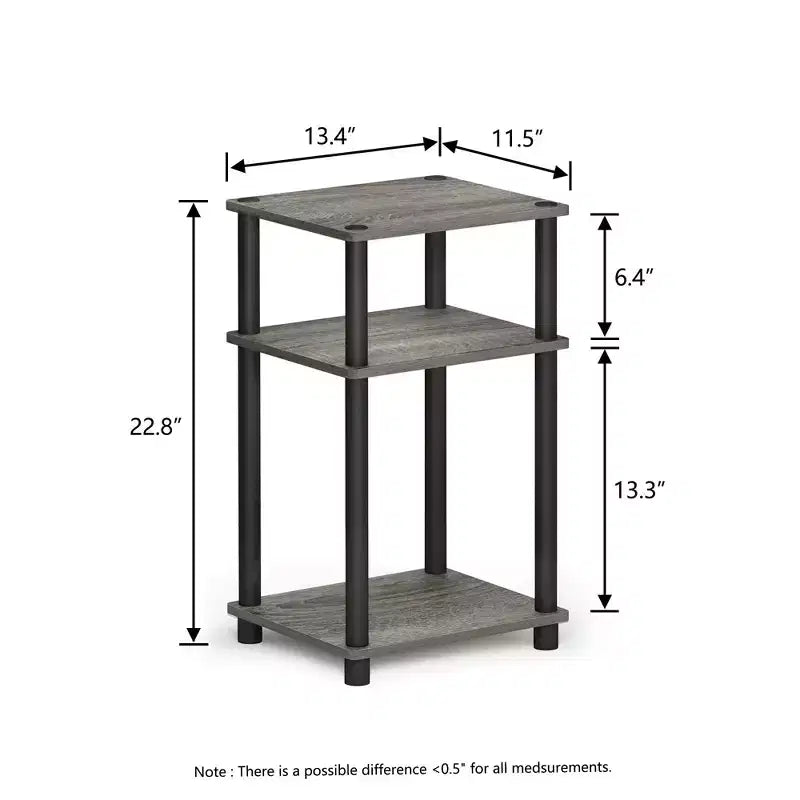 HOMLUX Lot de 2 tables d'appoint à 3 niveaux, table de chevet avec étagère de rangement