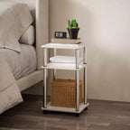 HOMLUX Lot de 2 tables d'appoint à 3 niveaux, table de chevet avec étagère de rangement