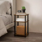 HOMLUX Lot de 2 tables d'appoint à 3 niveaux, table de chevet avec étagère de rangement
