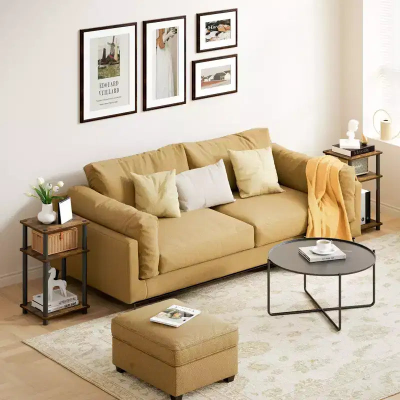 HOMLUX Lot de 2 tables d'appoint à 3 niveaux, table de chevet avec étagère de rangement