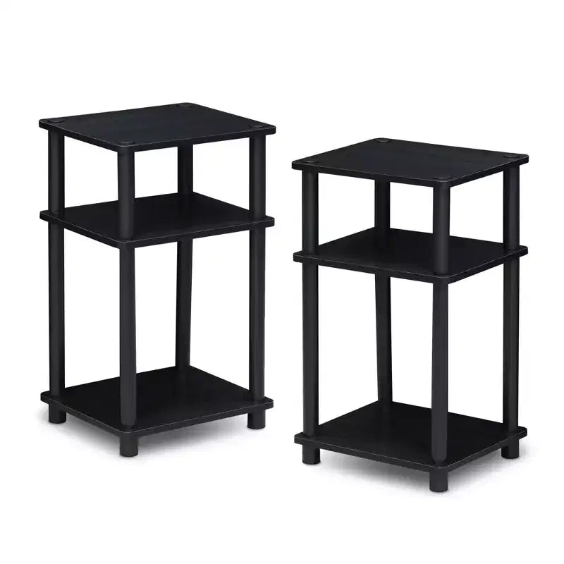 HOMLUX Lot de 2 tables d'appoint à 3 niveaux, table de chevet avec étagère de rangement