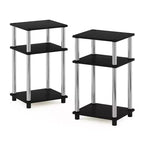 HOMLUX Lot de 2 tables d'appoint à 3 niveaux, table de chevet avec étagère de rangement