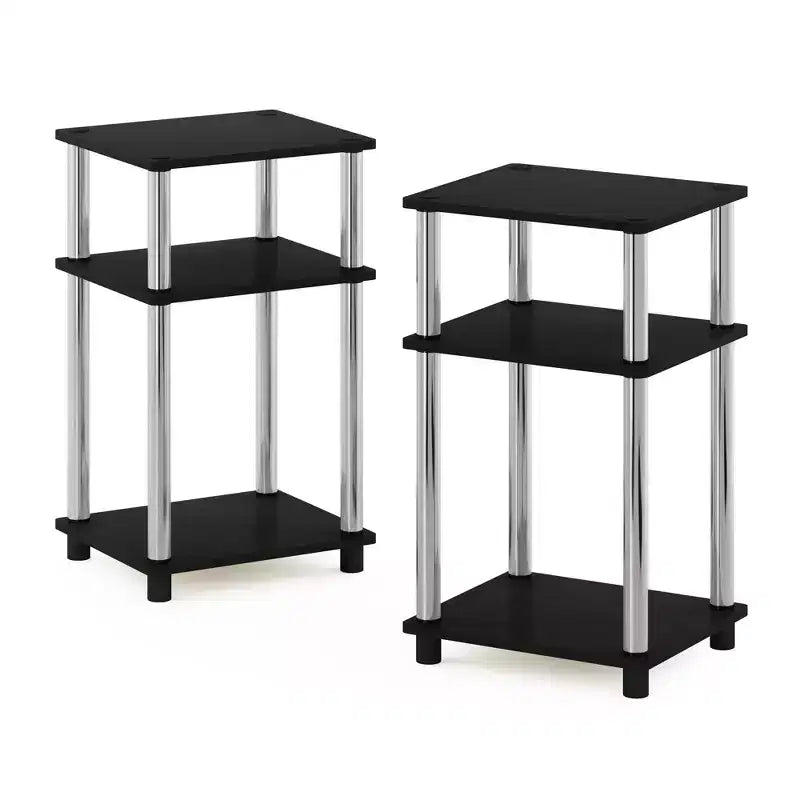 HOMLUX Lot de 2 tables d'appoint à 3 niveaux, table de chevet avec étagère de rangement