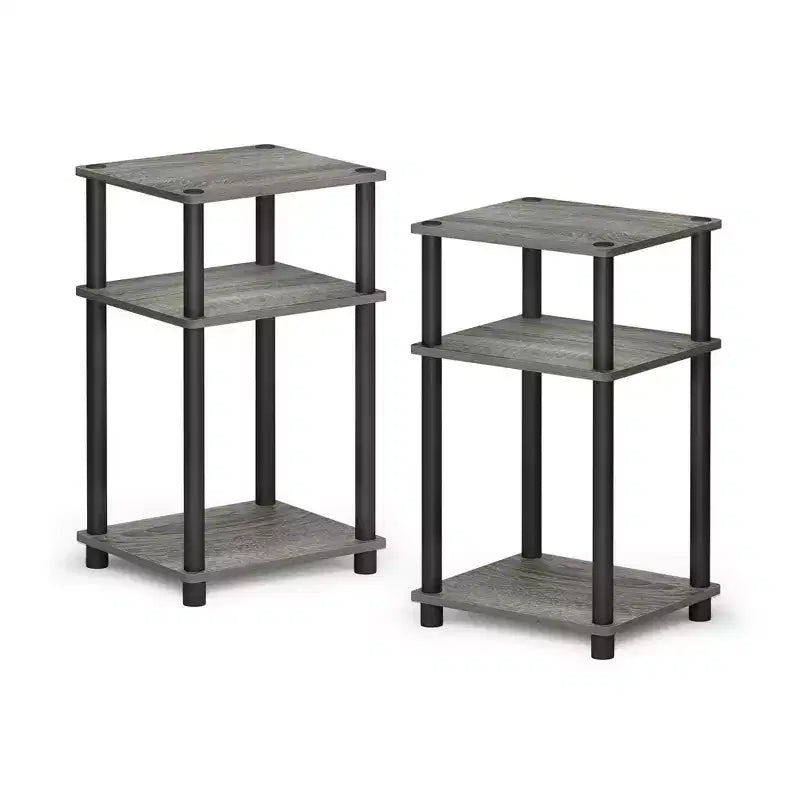 HOMLUX Lot de 2 tables d'appoint à 3 niveaux, table de chevet avec étagère de rangement