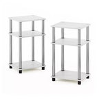 HOMLUX Lot de 2 tables d'appoint à 3 niveaux, table de chevet avec étagère de rangement