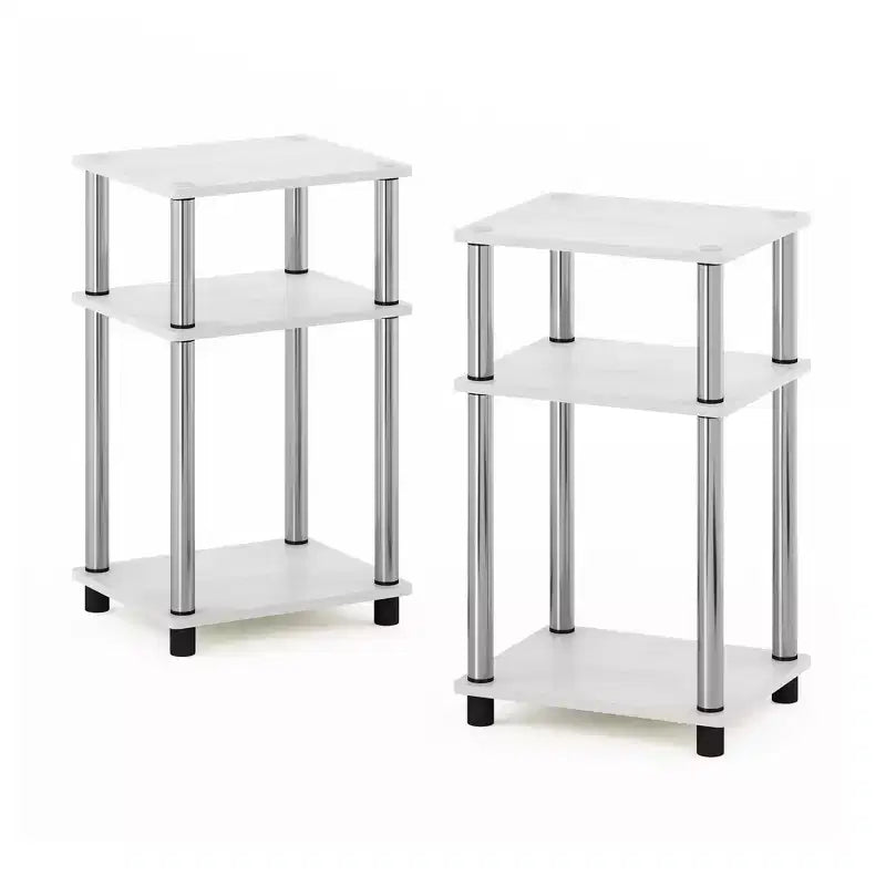 HOMLUX Lot de 2 tables d'appoint à 3 niveaux, table de chevet avec étagère de rangement