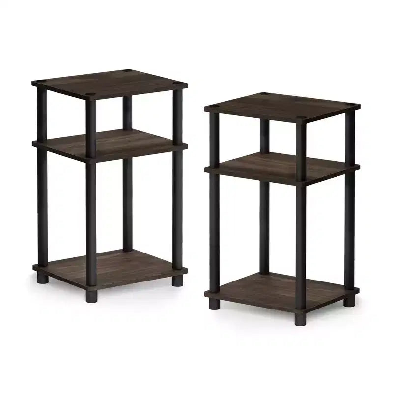 HOMLUX Lot de 2 tables d'appoint à 3 niveaux, table de chevet avec étagère de rangement