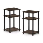 HOMLUX Lot de 2 tables d'appoint à 3 niveaux, table de chevet avec étagère de rangement