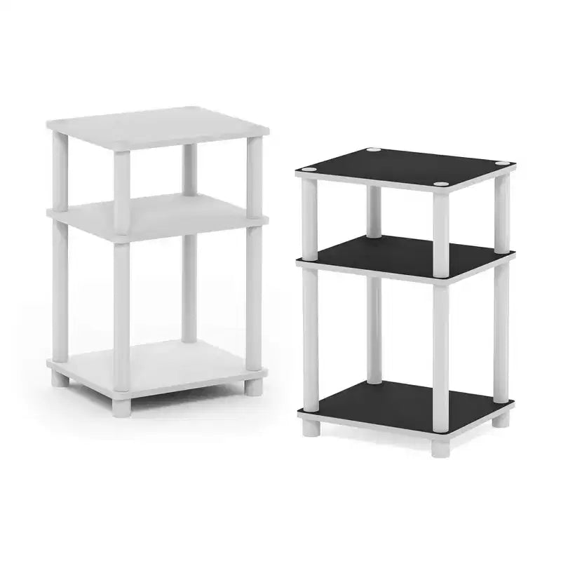 HOMLUX Lot de 2 tables d'appoint à 3 niveaux, table de chevet avec étagère de rangement