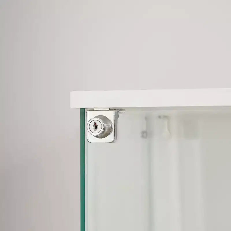 Meuble vitrine Okak avec porte en verre et étagères en acrylique, meuble de rangement avec serrure et roulettes, armoire pour salon, chambre à coucher