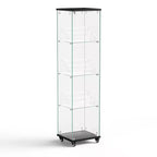 Meuble vitrine Okak avec porte en verre et étagères en acrylique, meuble de rangement avec serrure et roulettes, armoire pour salon, chambre à coucher