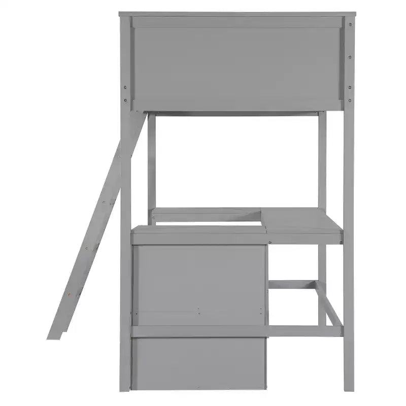 Lit mezzanine double surélevé avec bureau, cadre de lit mezzanine en bois avec étagères de rangement