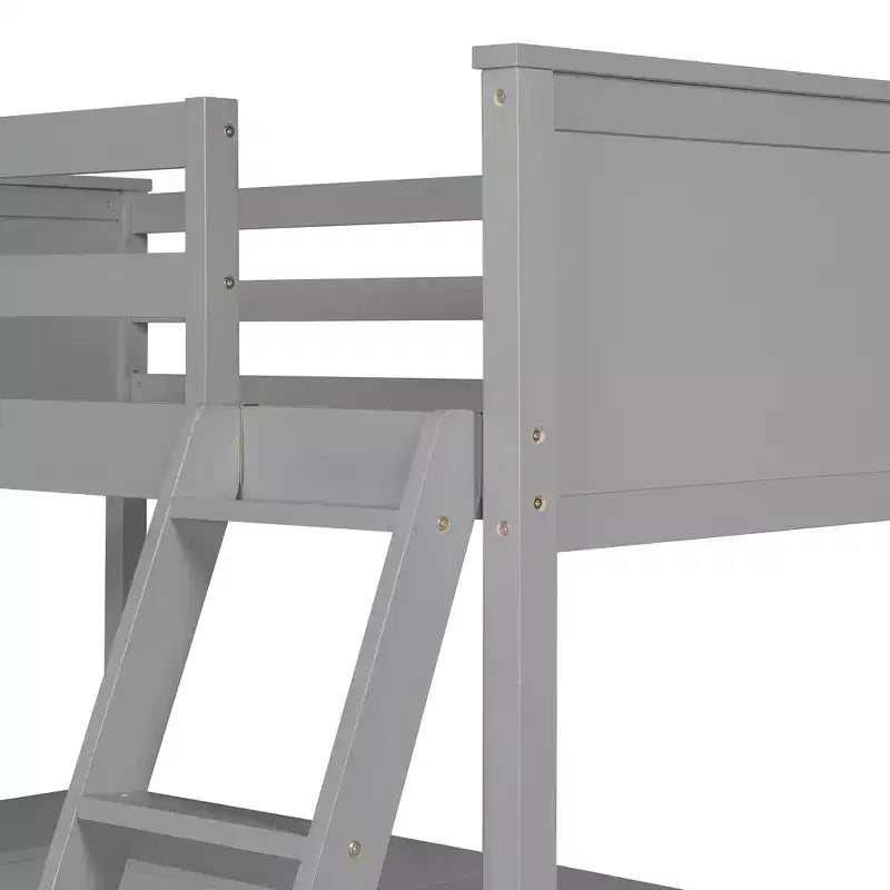 Lit mezzanine double surélevé avec bureau, cadre de lit mezzanine en bois avec étagères de rangement