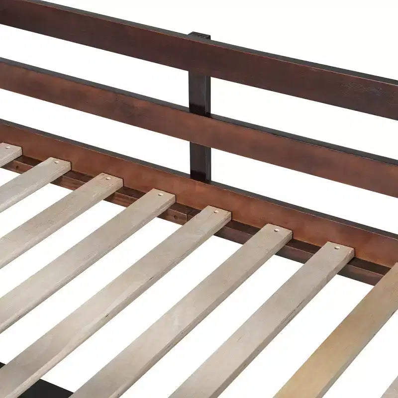Lit mezzanine double surélevé avec bureau, cadre de lit mezzanine en bois avec étagères de rangement