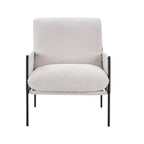 Fauteuil d'appoint blanc avec accoudoirs en bois et coussin amovible