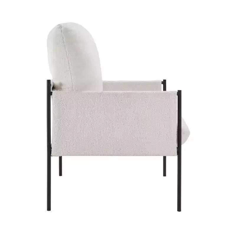 Fauteuil d'appoint blanc avec accoudoirs en bois et coussin amovible