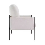 Fauteuil d'appoint blanc avec accoudoirs en bois et coussin amovible