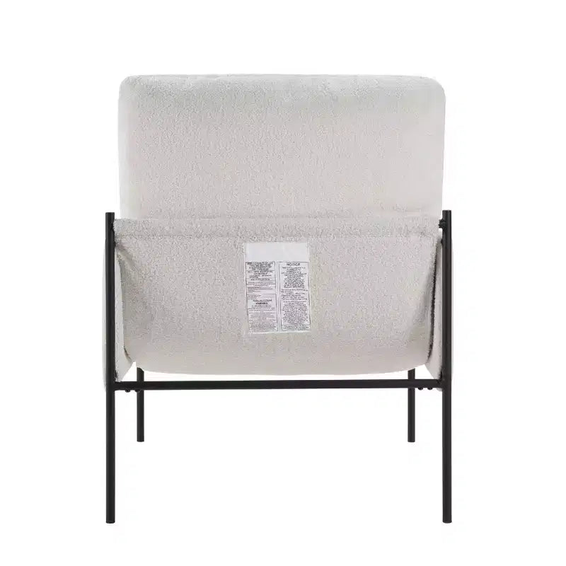 Fauteuil d'appoint blanc avec accoudoirs en bois et coussin amovible