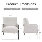 Fauteuil d'appoint blanc avec accoudoirs en bois et coussin amovible