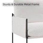 Fauteuil d'appoint blanc avec accoudoirs en bois et coussin amovible