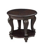 Table d'appoint ronde bicolore Hostack 22'', Table d'appoint de canapé en bois massif avec étagère pour salon, Espresso