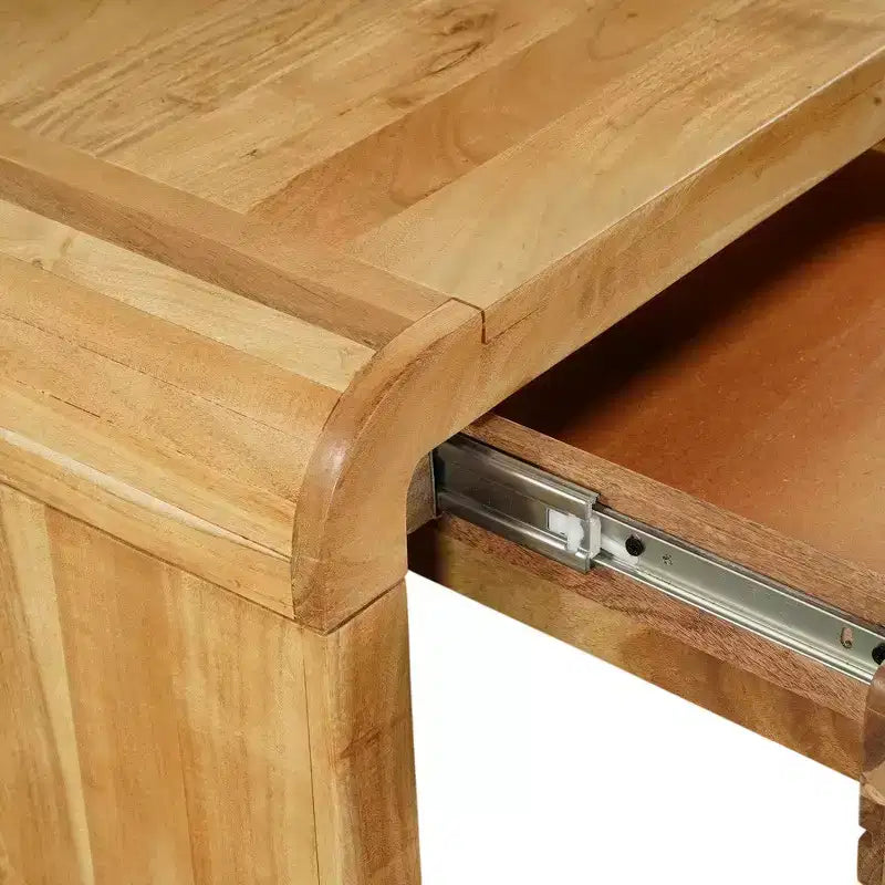 Console Royal Hampton | Plateau de 43 po de large | Bois d'acacia naturel fait à la main | Rangement à deux tiroirs