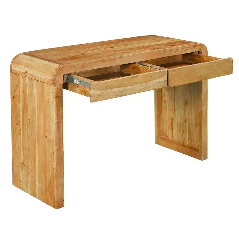 Console Royal Hampton | Plateau de 43 po de large | Bois d'acacia naturel fait à la main | Rangement à deux tiroirs