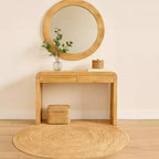 Console Royal Hampton | Plateau de 43 po de large | Bois d'acacia naturel fait à la main | Rangement à deux tiroirs