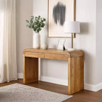 Console Royal Hampton | Plateau de 43 po de large | Bois d'acacia naturel fait à la main | Rangement à deux tiroirs