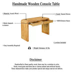 Console Royal Hampton | Plateau de 43 po de large | Bois d'acacia naturel fait à la main | Rangement à deux tiroirs