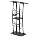 VEVOR Podium Stand, 47-Inch Metal Lectern, Curved Standing Podium with Wide Reading Surface, Open Storage Compartment, Book Stopper, Black