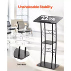 Support de pupitre VEVOR, lutrin métallique de 119 cm, pupitre debout incurvé avec large surface de lecture, compartiment de rangement ouvert, butée de livre, noir
