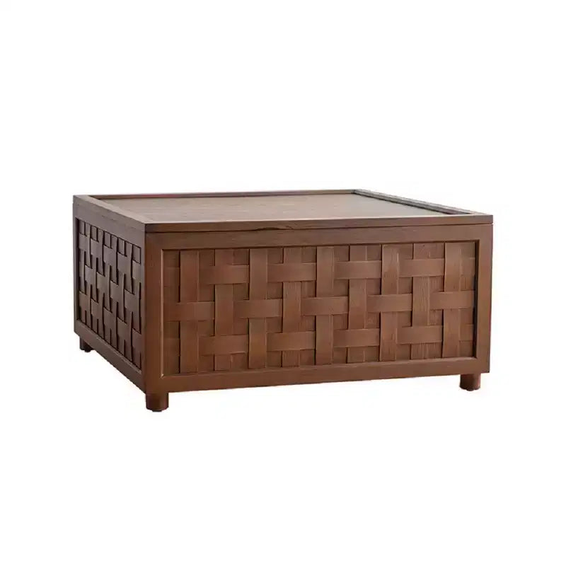 Table Basse de Ferme CLIHOME avec Rangement, Grande Table Basse Carrée pour Salon, Marron