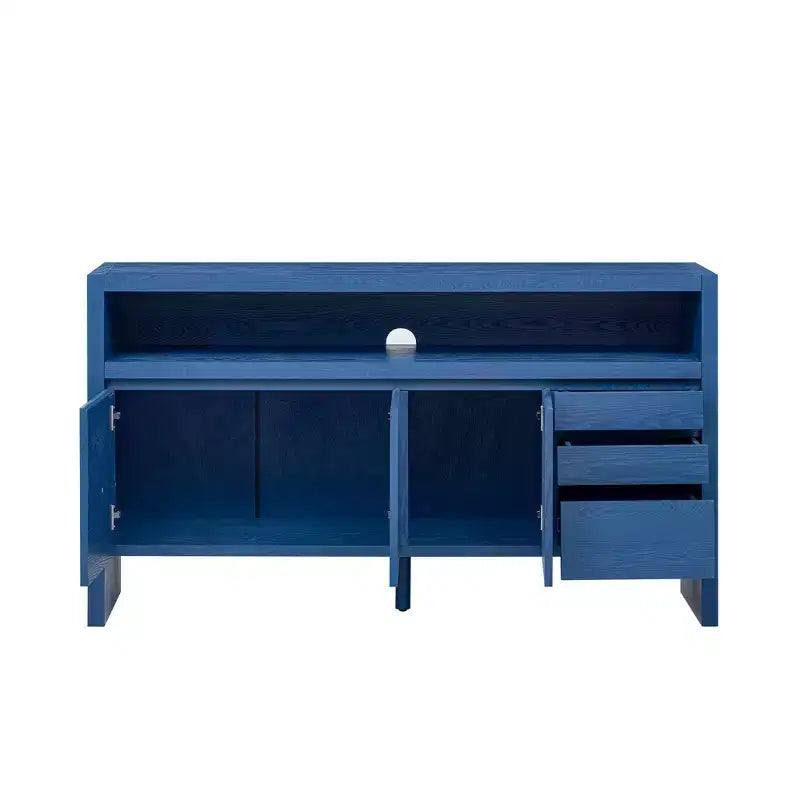 Buffet Luxystar moderne 60 avec étagère ouverte et tiroirs de rangement, bleu marine