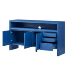 Buffet Luxystar moderne 60 avec étagère ouverte et tiroirs de rangement, bleu marine