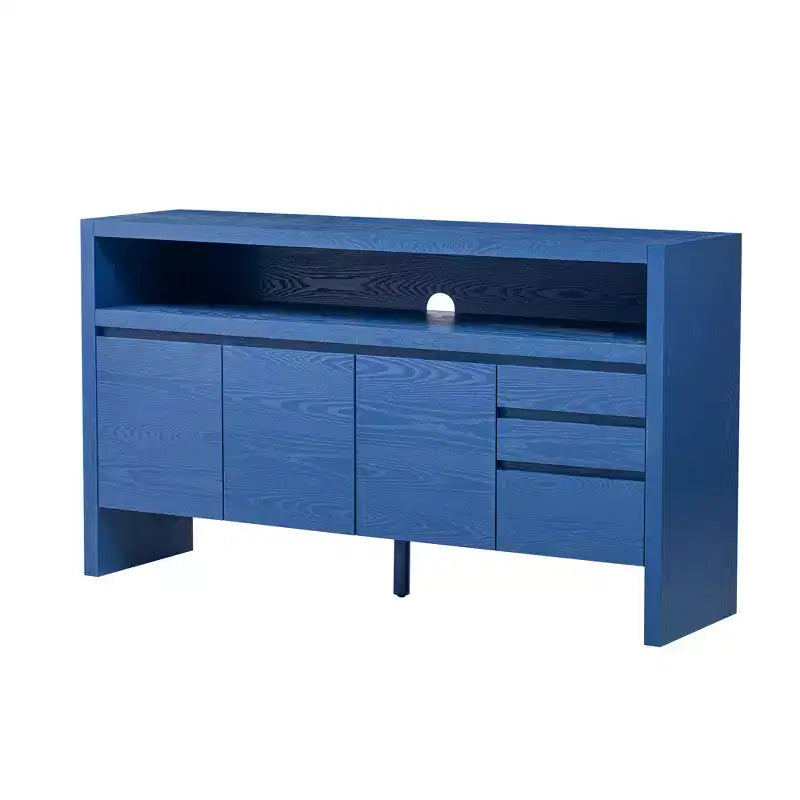 Buffet Luxystar moderne 60 avec étagère ouverte et tiroirs de rangement, bleu marine