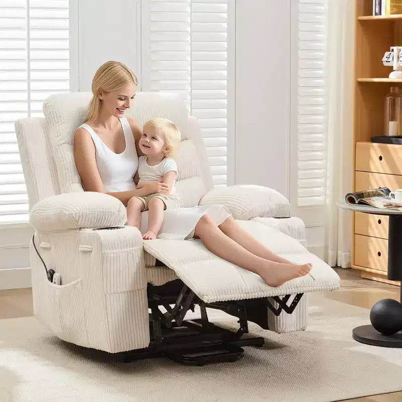 Fauteuil inclinable électrique surdimensionné GustoWave avec massage et chaleur pour personnes âgées, grand fauteuil inclinable, canapé inclinable individuel.