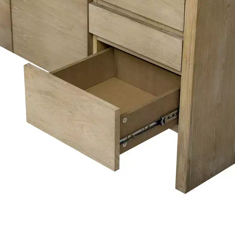 Luxystar Buffet de cuisine moderne 60" avec étagère ouverte et tiroirs, naturel
